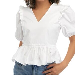English Factory V-neckline Puff Sleeve Top